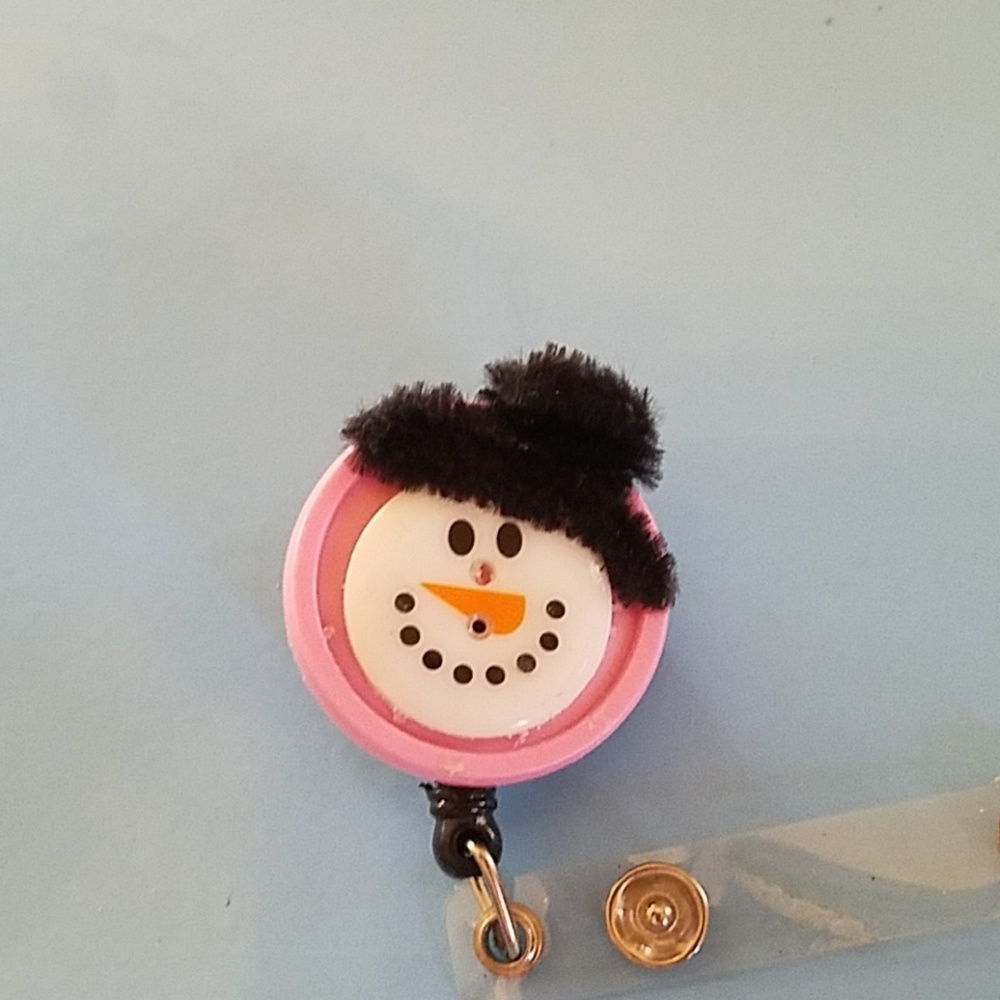 Snow Man Retractable Name Badge Holder